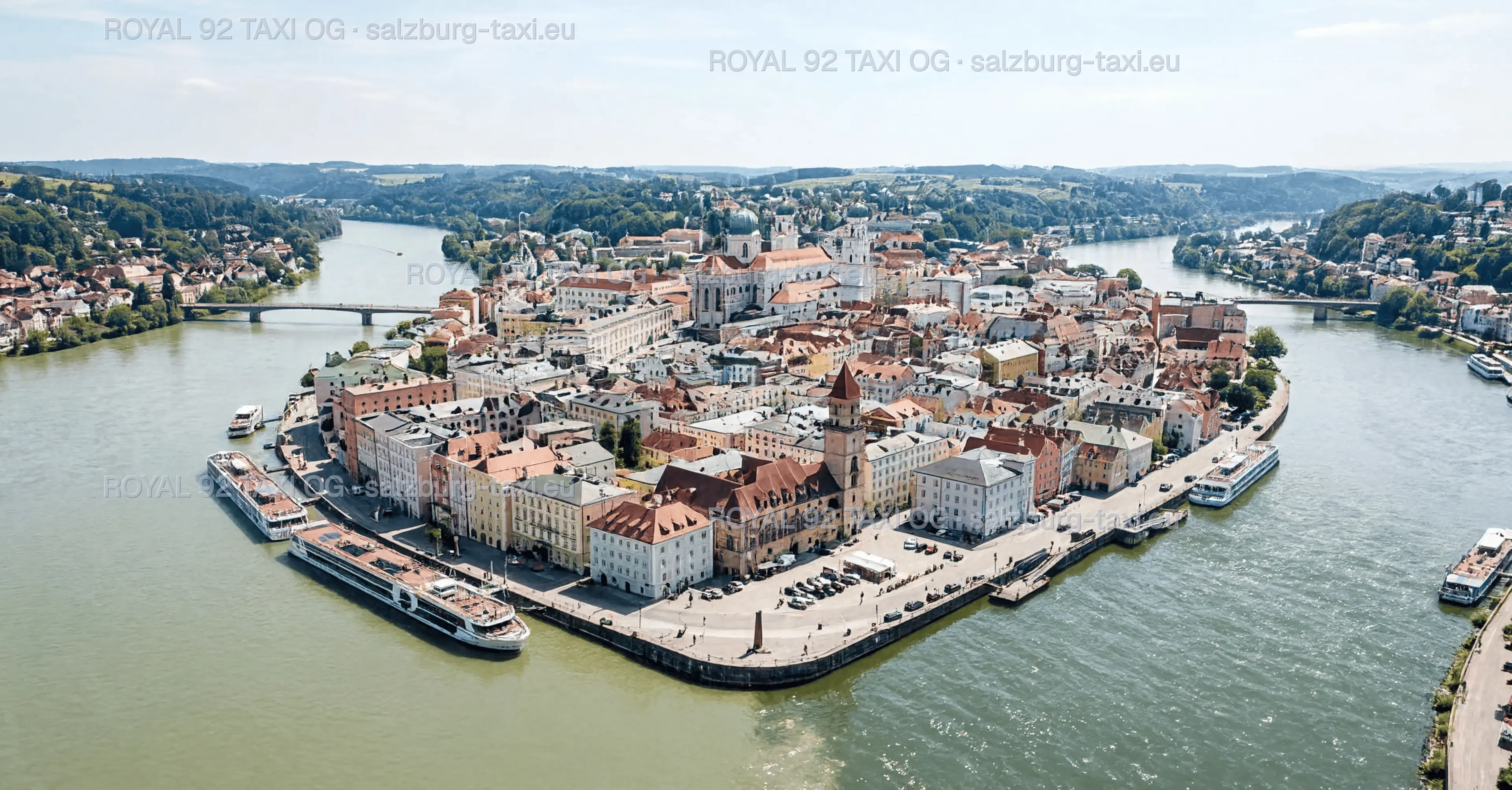 Salzburg Airport to Passau private transfer Passau old town and the Danube on the Salzburg Airport transfer route