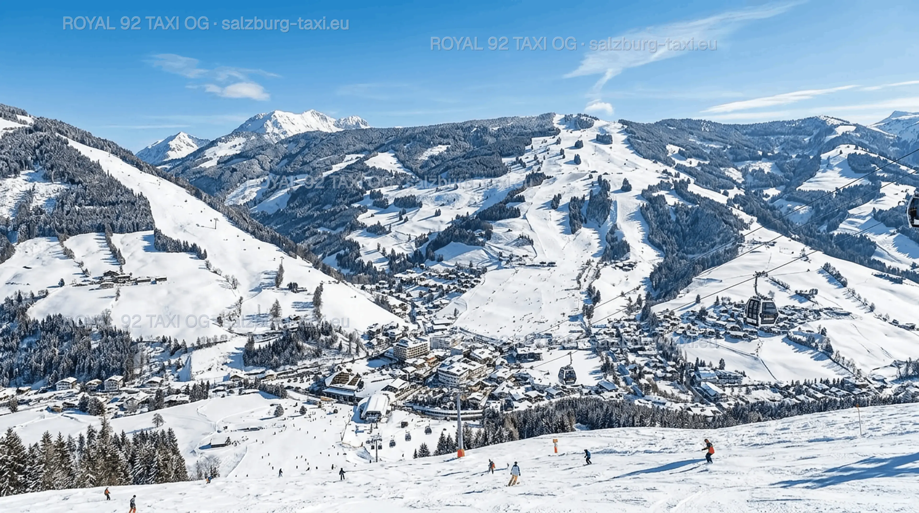 Private transfer from Salzburg Airport to Saalbach Hinterglemm Panoramic Saalbach Hinterglemm ski resort and Alpine village on a private transfer from Salzburg Airport